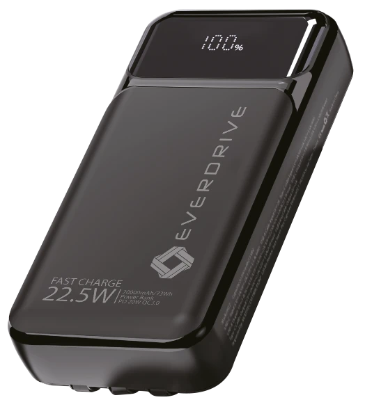 EverDrive 20,000 mAh power bank with charging display